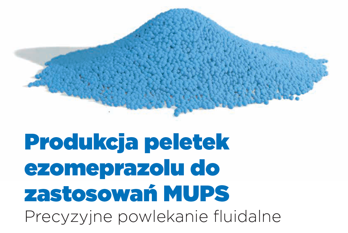 Produkcja peletek ezomeprazolu do zastosowań MUPS Precyzyjne powlekanie fluidalne