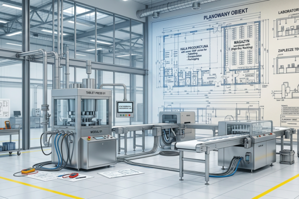 Planowany zakład OstroVit w Zambrowie – koncepcyjna grafika produkcji suplementów