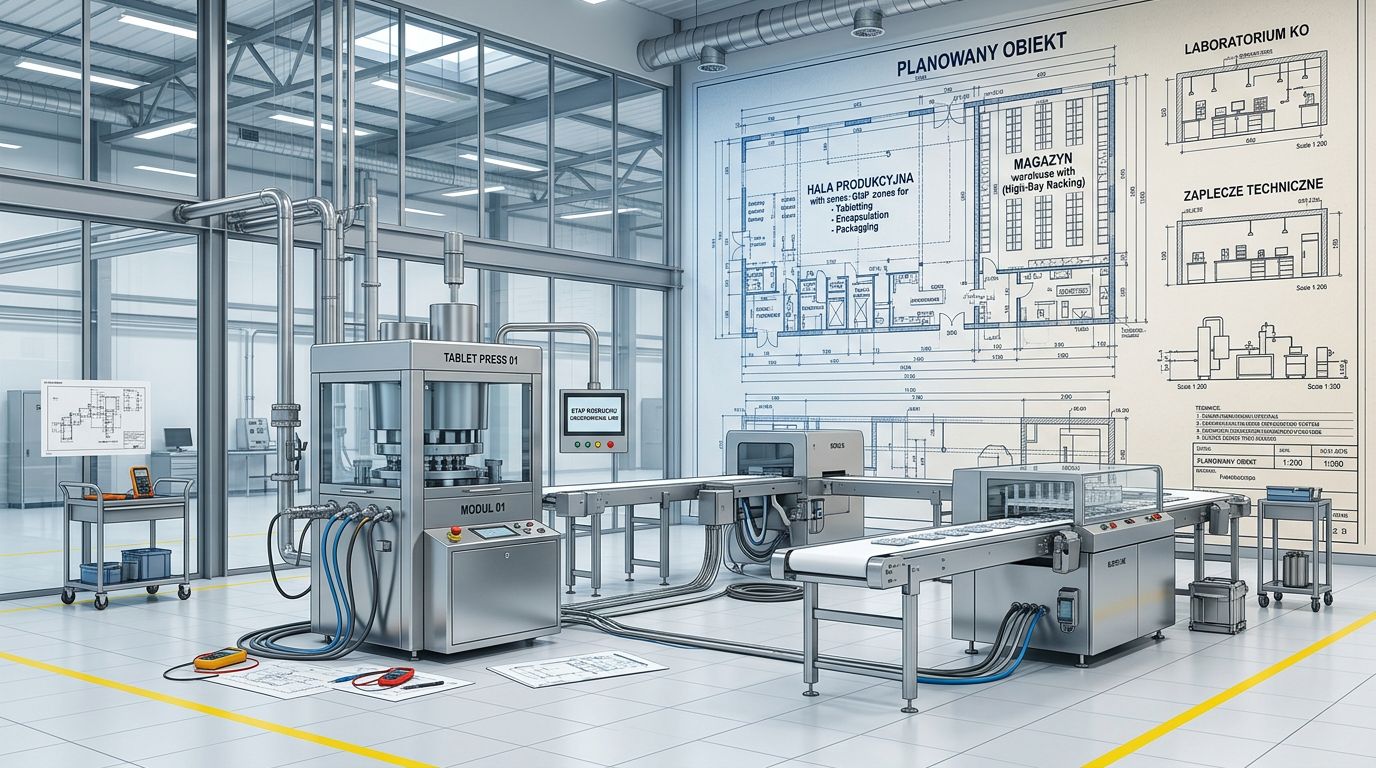 Planowany zakład OstroVit w Zambrowie – koncepcyjna grafika produkcji suplementów